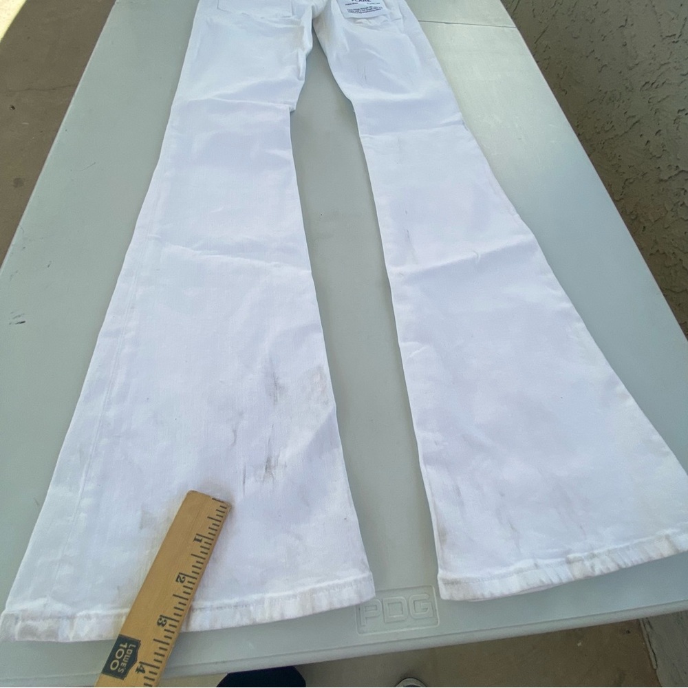 *scuffed* Le Frame High Rise White Flare Denim size 24 00 stretch - Picture 15 of 16